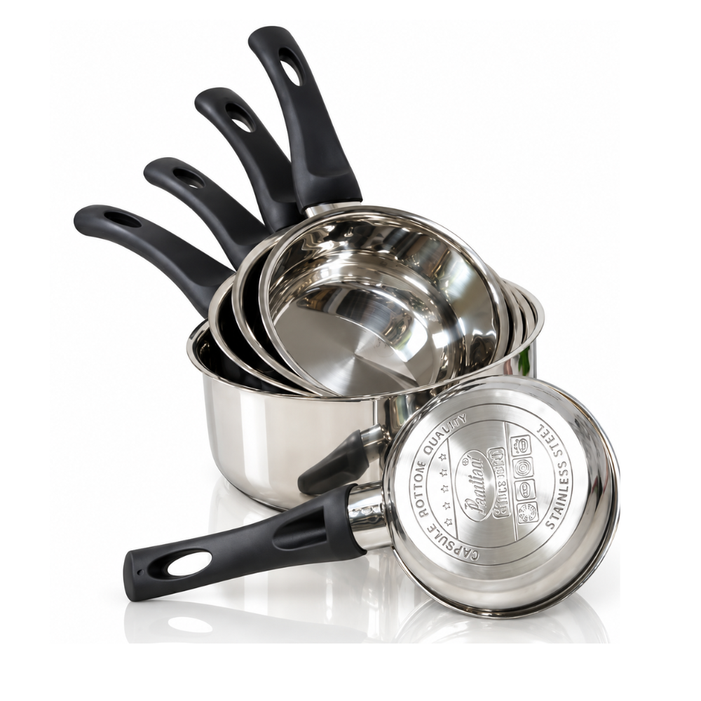 Set de 5 Casseroles en Inox à Manches Noirs