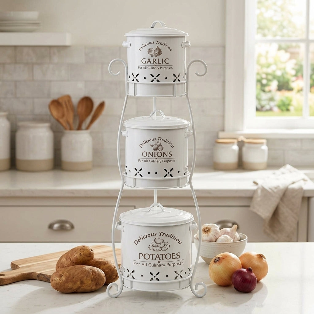 Ensemble de 3 Boîtes de Rangement pour Légumes